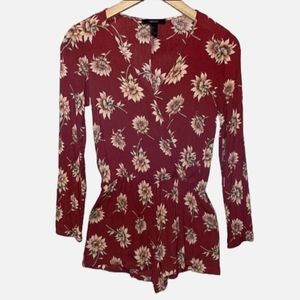 Forever 21 Long Sleeve Floral Romper Small